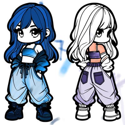 girl in crop top and baggy pants