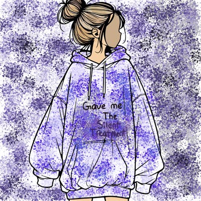 realistic girl with a oversized sweatshirt on and a bun