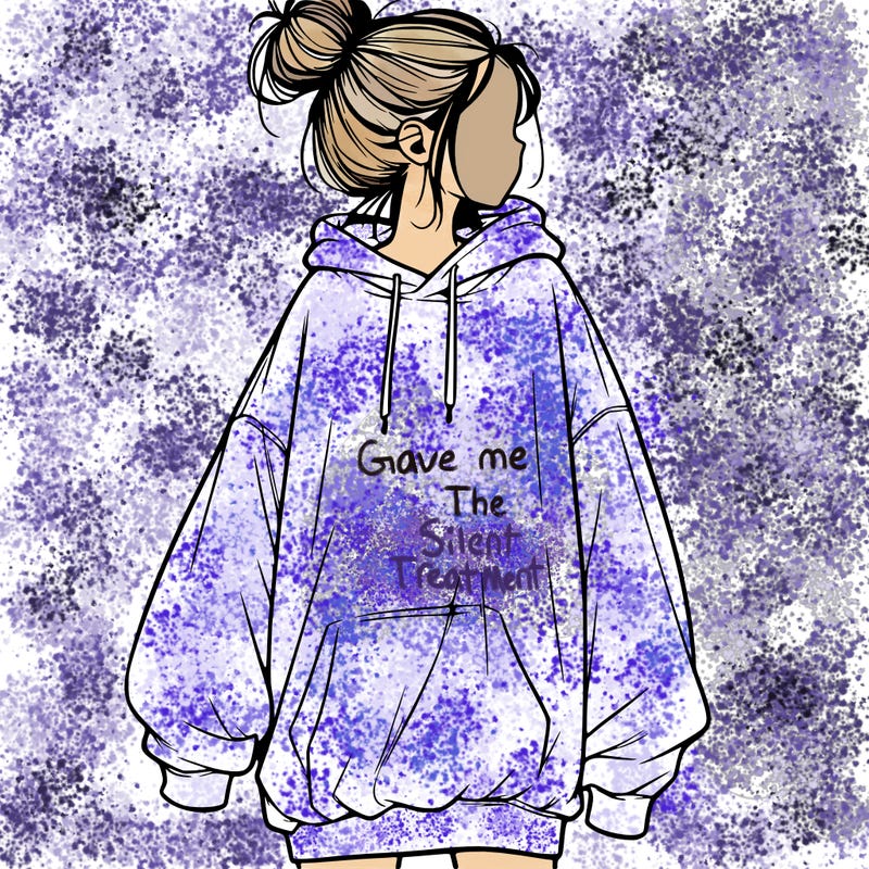 realistic girl with a oversized sweatshirt on and a bun