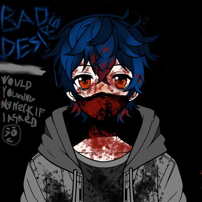 anime boy with headphones wearing a hoodie and curly hair