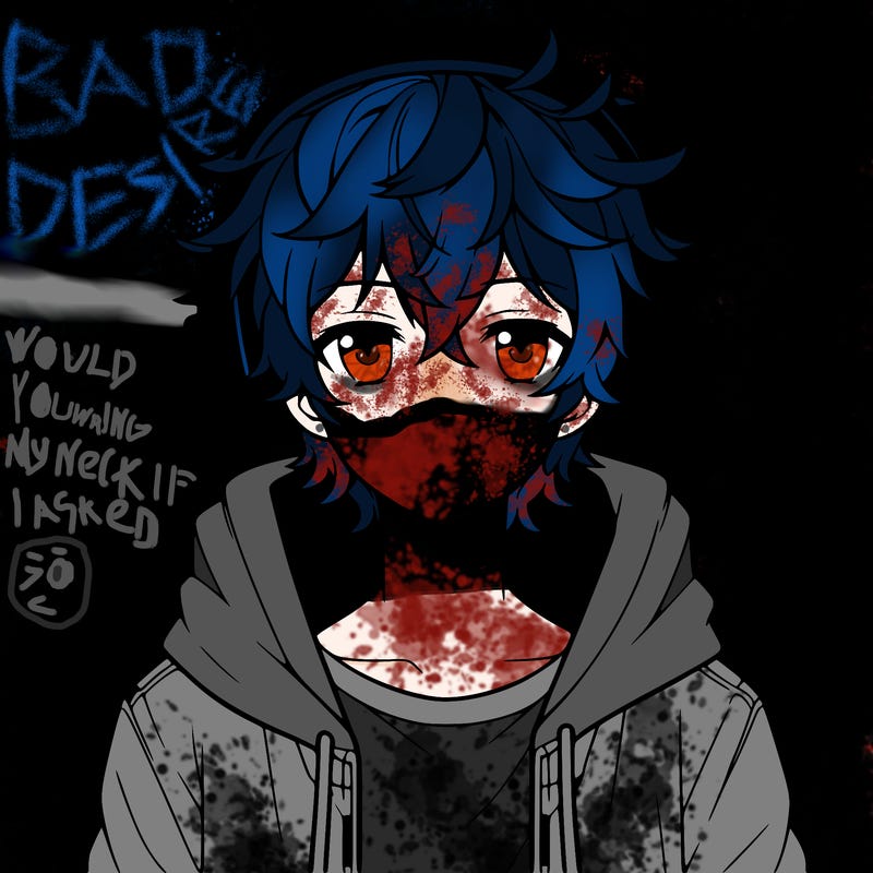 anime boy with headphones wearing a hoodie and curly hair