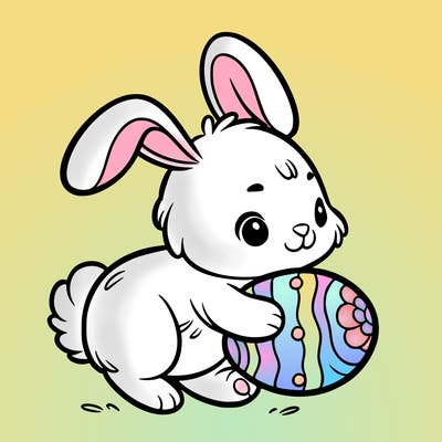 rabbit carrying an easter egg