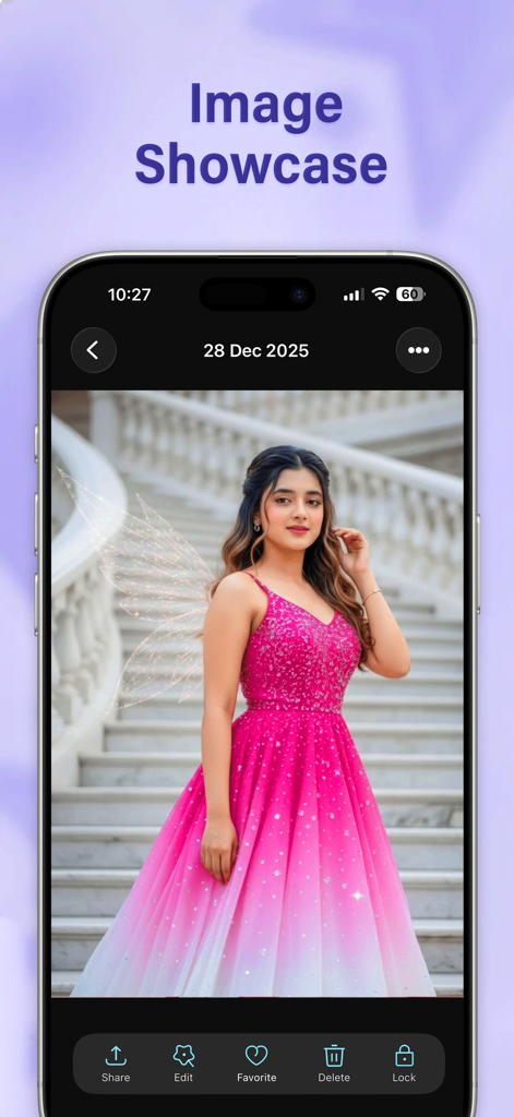 Gallery Vault - Hide Photos - Gallery Vault app screen showing a private photo in an image showcase with lock and edit options