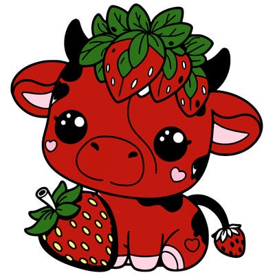 cute strawberry cow