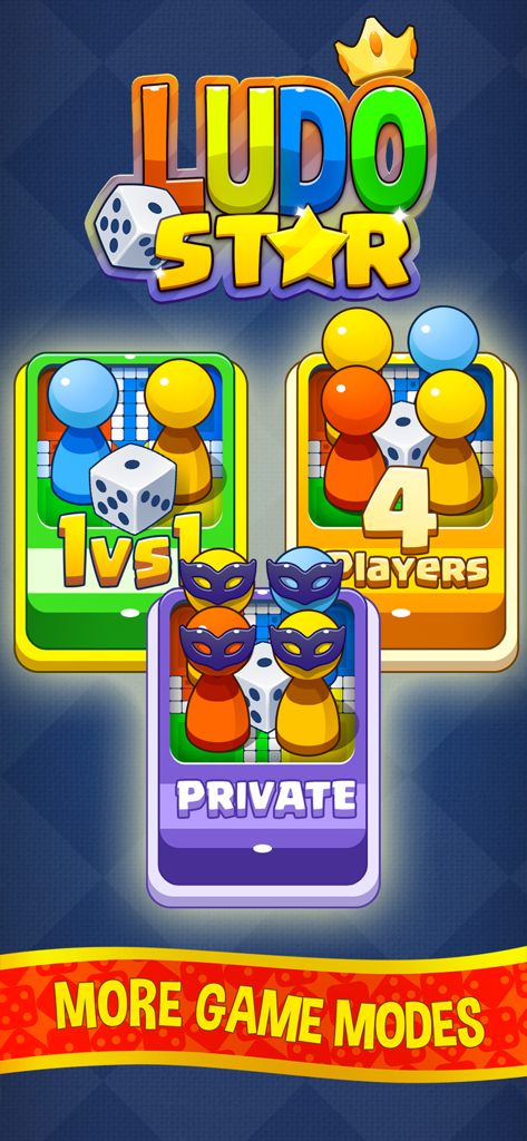 Ludo Star Ludo King - Ludo Star Ludo King app interface showing 1vs1 4 players and private game mode options