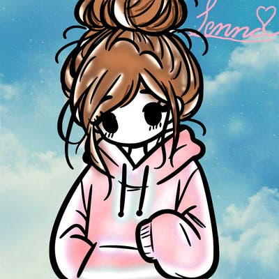 girl in oversized hoodie and messy bun