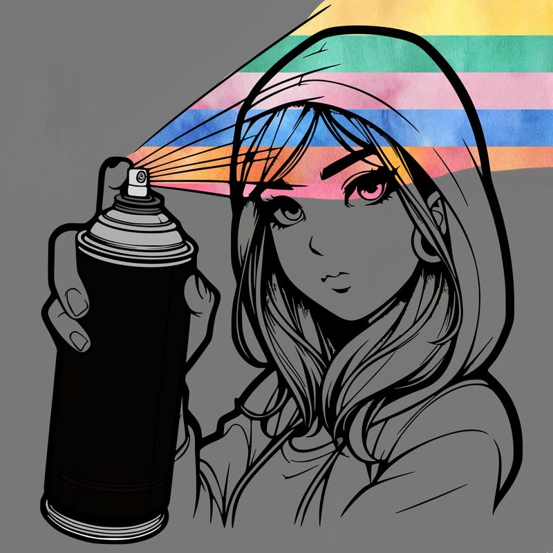 a realistic girl spray, painting