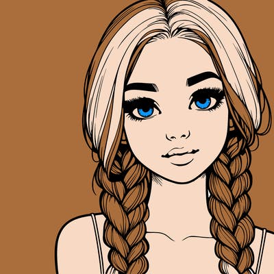 realistic girl with braids