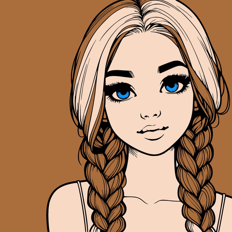 realistic girl with braids