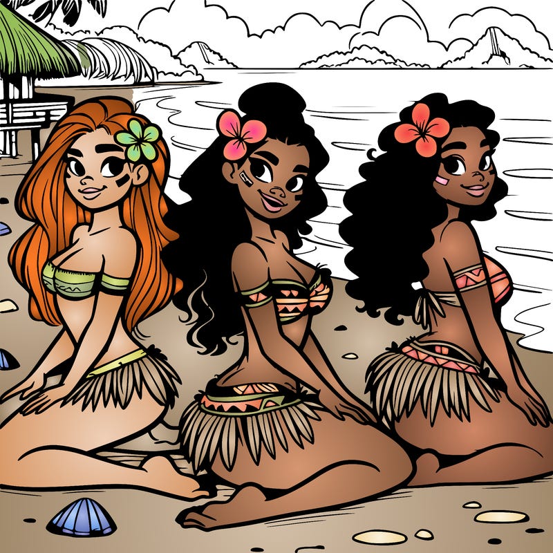 polynesian girls at the beach