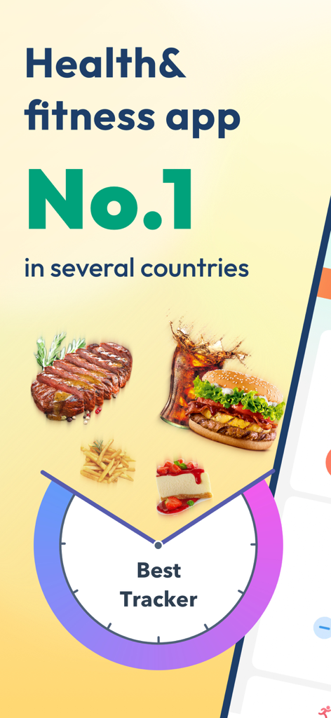 Intermittent Fasting - Litely - Promotional screen for the Litely intermittent fasting app featuring a circular tracker and images of various foods like a burger and steak