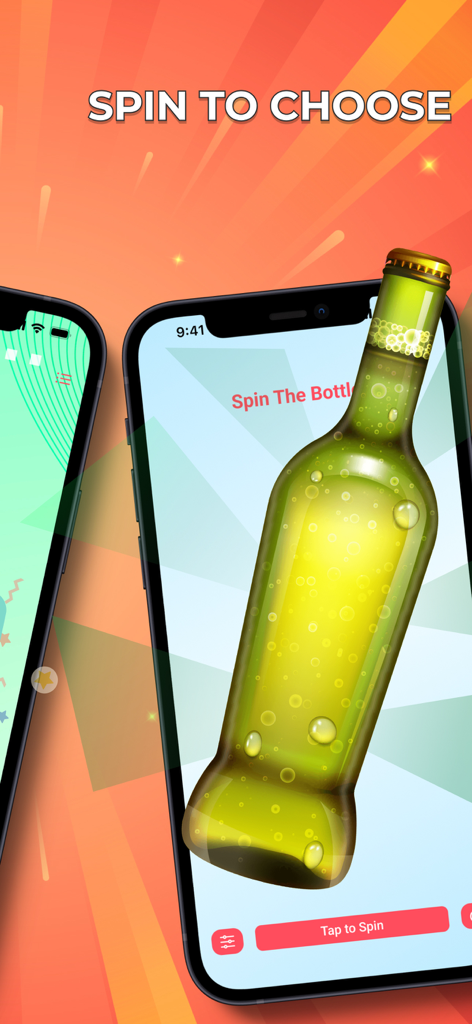 Spin The Wheel - Number Picker - Mobile app interface showing a virtual spin the bottle game for making group decisions