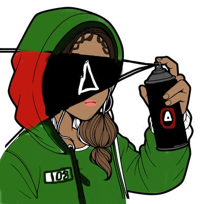 a realistic girl, spray painting