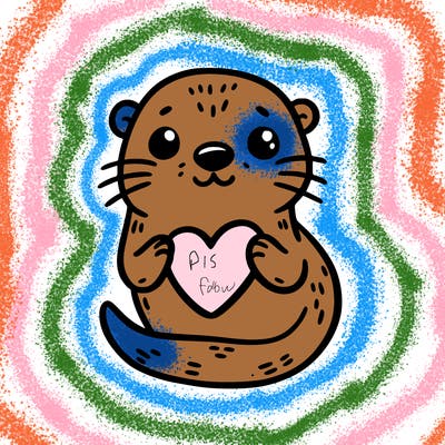 otter with a heart