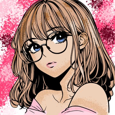 manga woman character with glasses and nice lips