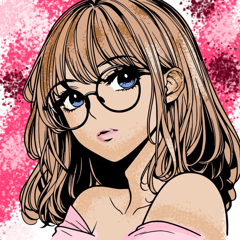 manga woman character with glasses and nice lips