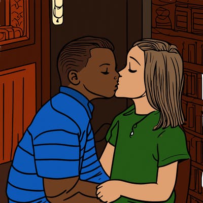girl and boy kissing