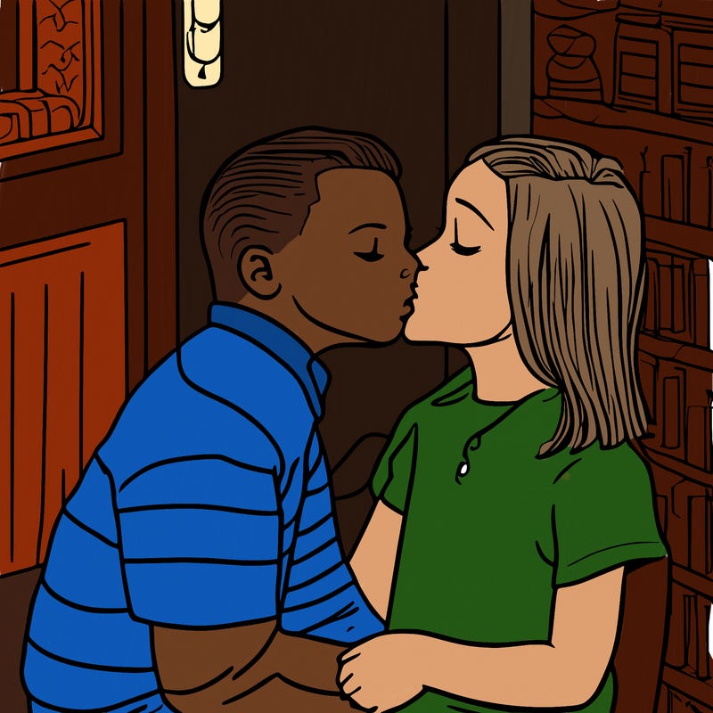 girl and boy kissing