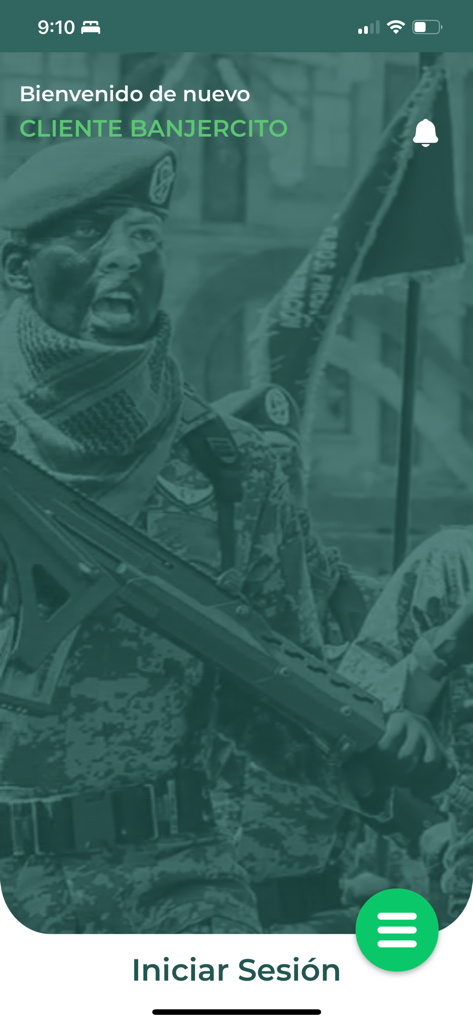 BanjeCel - BanjeCel mobile banking app login screen with a soldier in the background