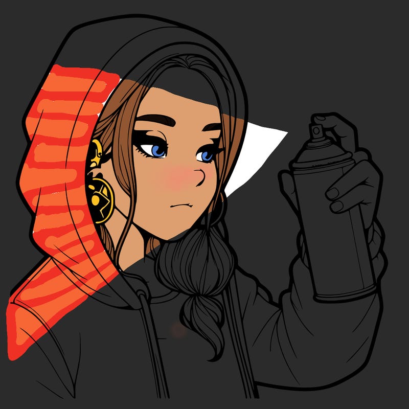 a realistic girl, spray painting