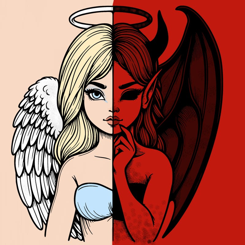 realistic angel half demon