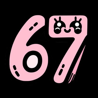 the numbers 67