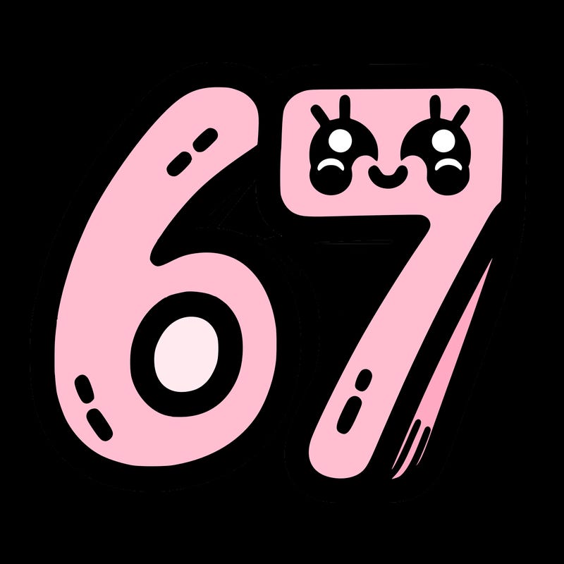 the numbers 67