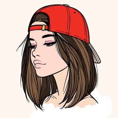 realistic  girl with a backwards hat