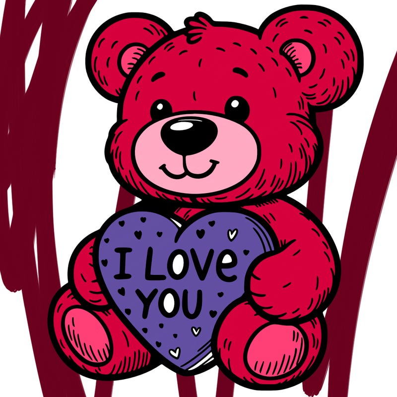 teddy bear holding an i love you heart