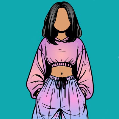 realistic girl faceless with baggy pants and a crop top