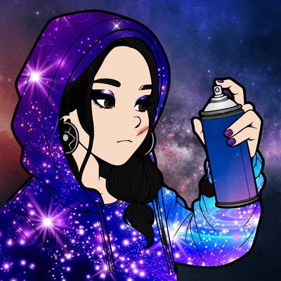 a realistic girl, spray painting