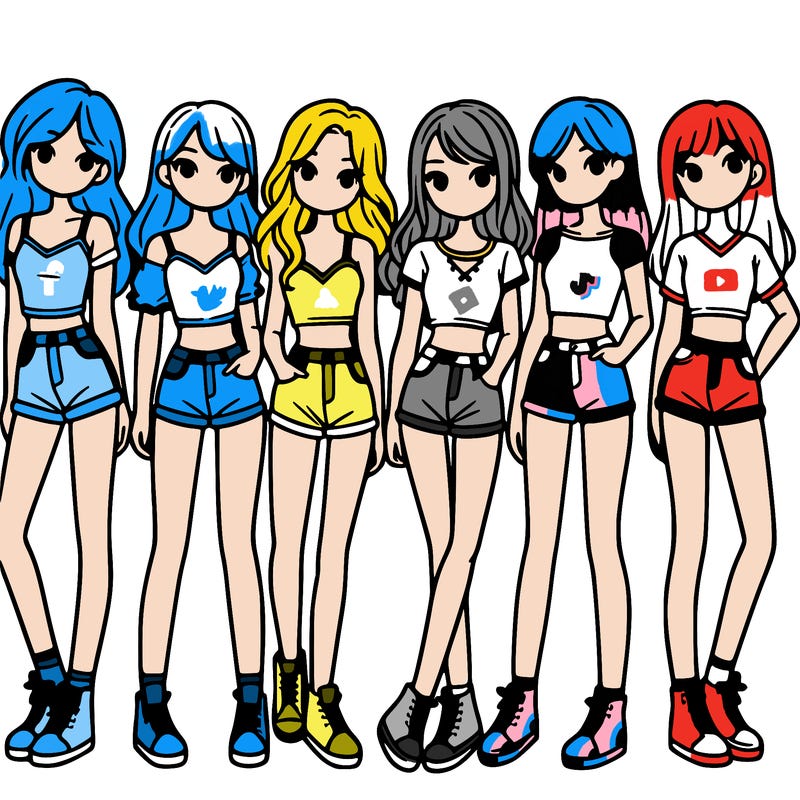a group of girls wearing crop tops and shorts