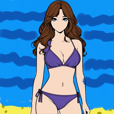 realistic girl with a revealing swimsuit