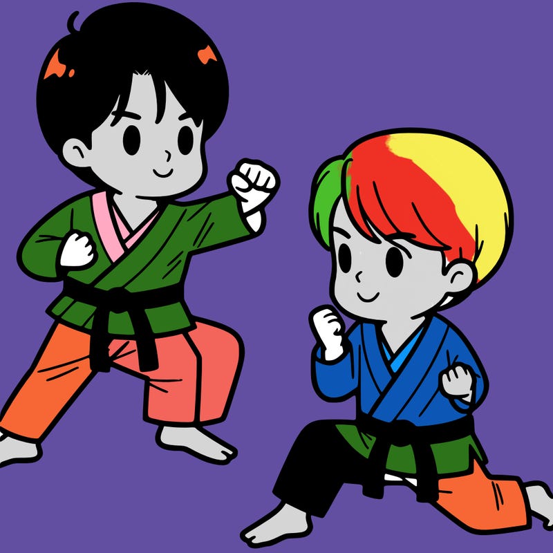 two boys karate