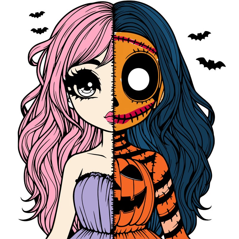 realistic girl halloween split