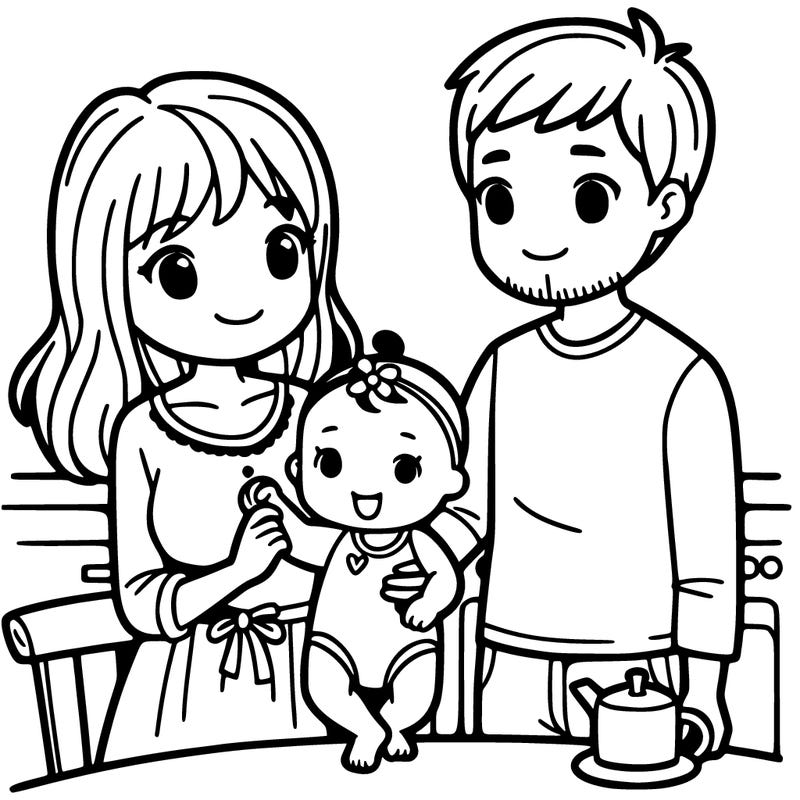 girl with husband and baby