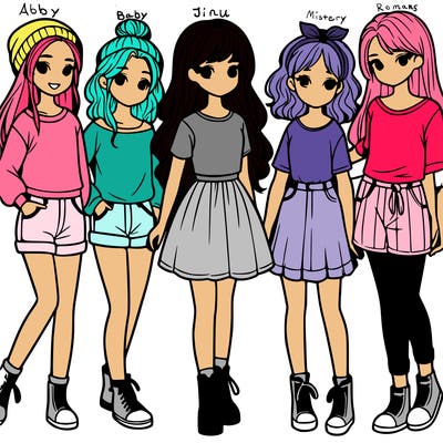 a group of five girls