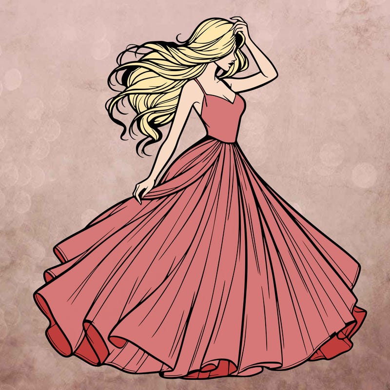 realistic woman with dress flowing in the wind