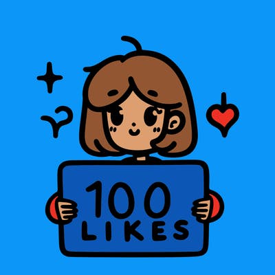 a girl with a sign that says 100 likees