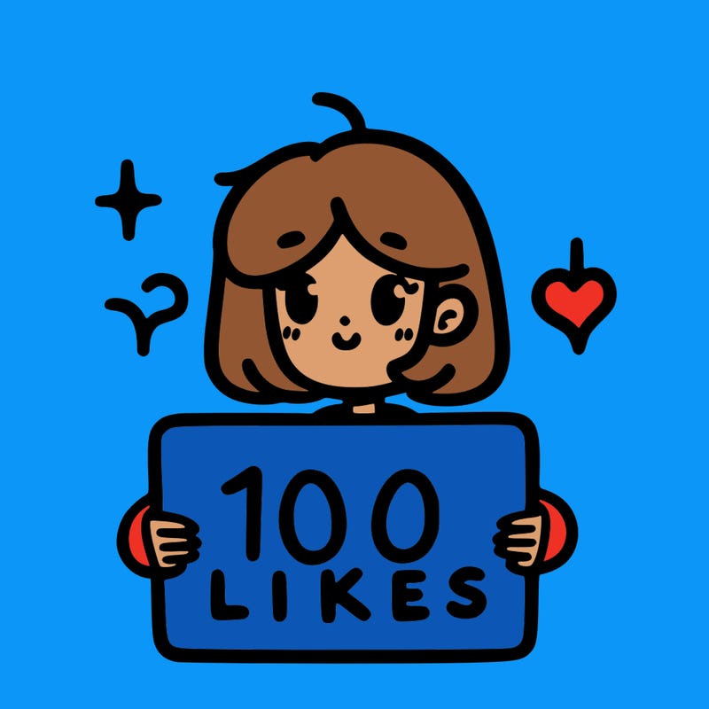 a girl with a sign that says 100 likees