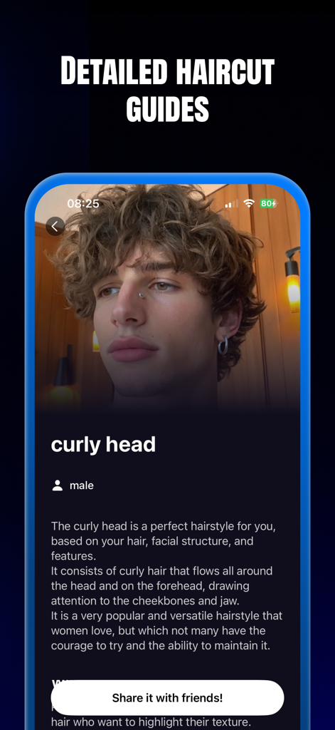 Un guide détaillé de coiffure pour une coupe de cheveux sur cheveux bouclés dans l'application HairMe