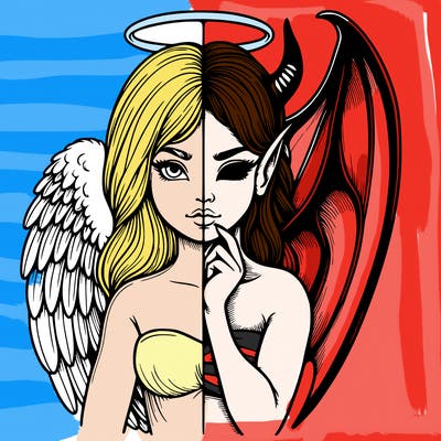 realistic angel half demon