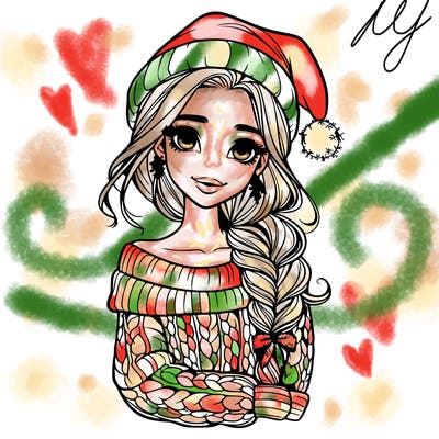 christmas realistic girl