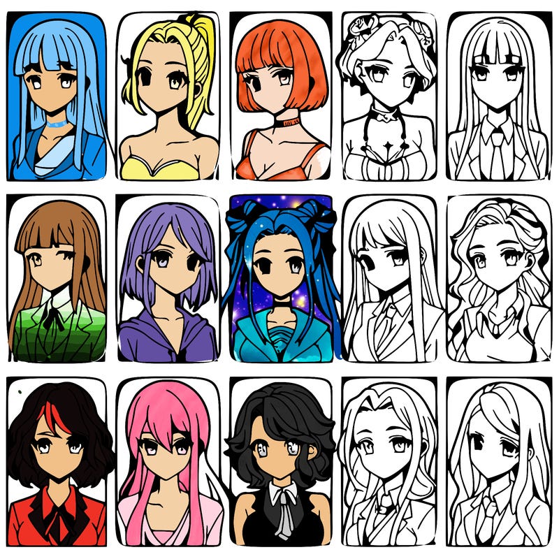 girls that look diffrent anime
