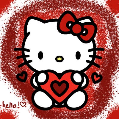 cute hello kitty with heart