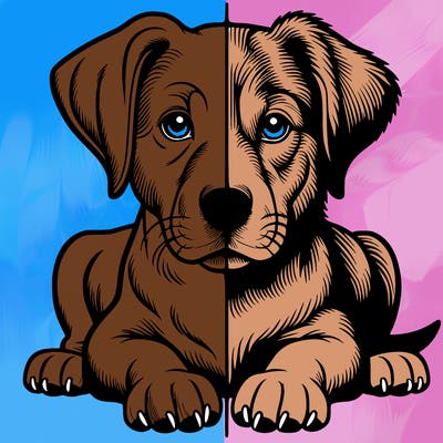 realistic dog split picture