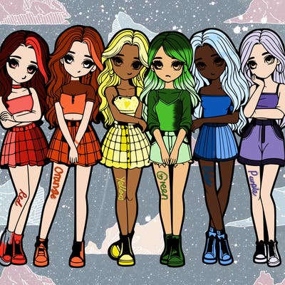 a group of girls realistic