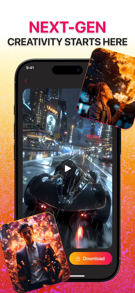SeeDance AIアプリからのAI生成シネマティック動画と特殊効果を表示するスマートフォン。