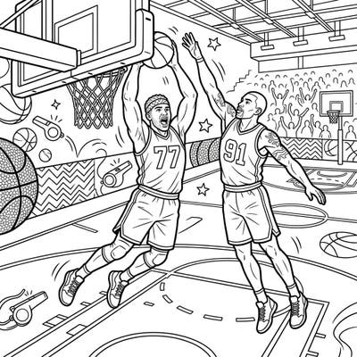 Experience the thrill of the basketball court with this engaging coloring page featuring two powerful NBA centers. Designed with seniors in mind, it offers clear lines and mature themes for a satisfying creative escape.