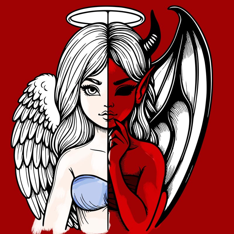 realistic angel half demon